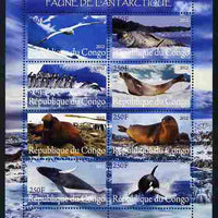 Congo 2012 Antarctic Fauna perf sheetlet containing 8 values unmounted mint