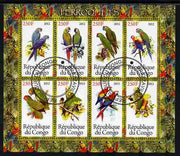 Congo 2012 Parrots perf sheetlet containing 8 values fine cto used