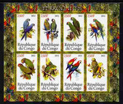 Congo 2012 Parrots perf sheetlet containing 8 values unmounted mint