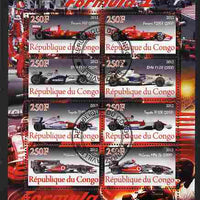 Congo 2012 Formula 1 perf sheetlet containing 8 values fine cto used
