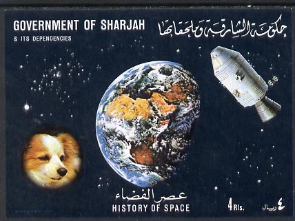 Sharjah 1970 History of Space #2 imperf m/sheet unmounted mint (Mi BL 68)