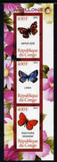 Congo 2012 Butterflies #1 perf sheetlet containing 3 values unmounted mint