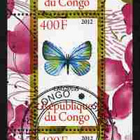Congo 2012 Butterflies #2 perf sheetlet containing 3 values fine cto used