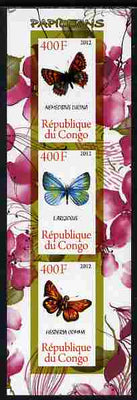 Congo 2012 Butterflies #2 imperf sheetlet containing 3 values unmounted mint