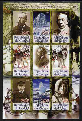 Congo 2012 Roald Amundsen perf sheetlet containing 9 values fine cto used
