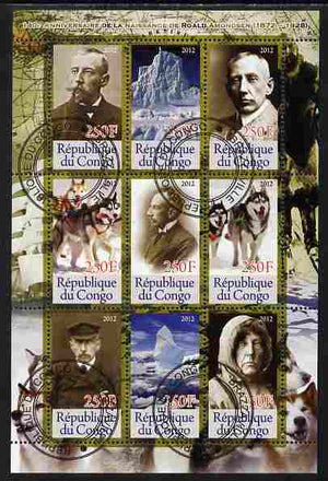 Congo 2012 Roald Amundsen perf sheetlet containing 9 values fine cto used
