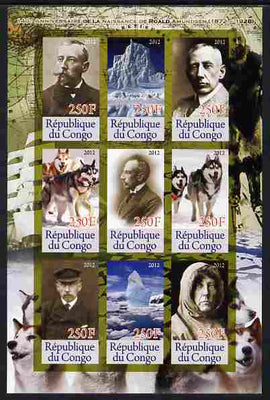 Congo 2012 Roald Amundsen imperf sheetlet containing 9 values unmounted mint