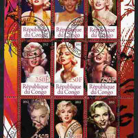 Congo 2012 Marilyn Monroe perf sheetlet containing 9 values fine cto used