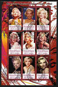 Congo 2012 Marilyn Monroe perf sheetlet containing 9 values fine cto used