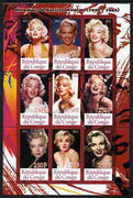 Congo 2012 Marilyn Monroe perf sheetlet containing 9 values unmounted mint