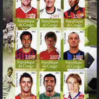 Congo 2012 Football European Championship imperf sheetlet containing 9 values unmounted mint