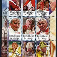 Congo 2012 Pope John Paul II perf sheetlet containing 9 values fine cto used