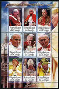Congo 2012 Pope John Paul II perf sheetlet containing 9 values unmounted mint
