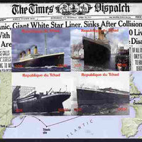 Chad 2011 The Titanic - 100th Anniversary imperf sheetlet containing 4 values unmounted mint. Note this item is privately produced and is offered purely on its thematic appeal.