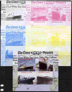 Chad 2011 The Titanic - 100th Anniversary sheetlet containing 4 values - the set of 5 imperf progressive proofs comprising the 4 individual colours plus all 4-colour composite, unmounted mint.