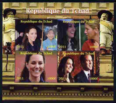 Chad 2011 Royal Visits - Kate & William perf sheetlet containing 4 values unmounted mint. Note this item is privately produced and is offered purely on its thematic appeal.