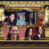Chad 2011 Royal Visits - Kate & William imperf sheetlet containing 4 values unmounted mint. Note this item is privately produced and is offered purely on its thematic appeal.