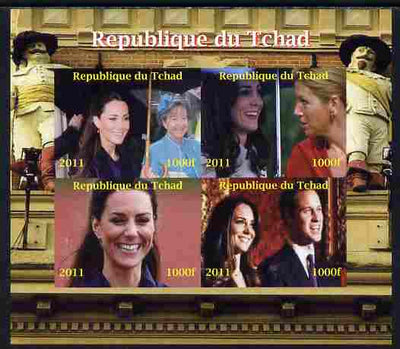 Chad 2011 Royal Visits - Kate & William imperf sheetlet containing 4 values unmounted mint. Note this item is privately produced and is offered purely on its thematic appeal.