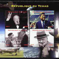 Chad 2011 Churchill & Kennedy perf sheetlet containing 4 values unmounted mint. Note this item is privately produced and is offered purely on its thematic appeal.