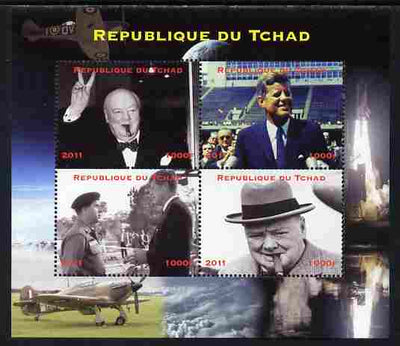 Chad 2011 Churchill & Kennedy perf sheetlet containing 4 values unmounted mint. Note this item is privately produced and is offered purely on its thematic appeal.