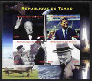 Chad 2011 Churchill & Kennedy imperf sheetlet containing 4 values unmounted mint. Note this item is privately produced and is offered purely on its thematic appeal.