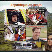 Benin 2011 Royal Visits - William in the Falklands perf sheetlet containing 4 values unmounted mint. Note this item is privately produced and is offered purely on its thematic appeal