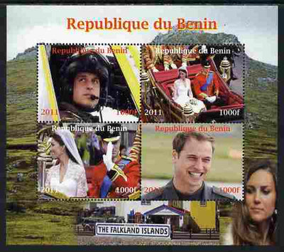 Benin 2011 Royal Visits - William in the Falklands perf sheetlet containing 4 values unmounted mint. Note this item is privately produced and is offered purely on its thematic appeal