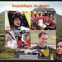 Benin 2011 Royal Visits - William in the Falklands imperf sheetlet containing 4 values unmounted mint. Note this item is privately produced and is offered purely on its thematic appeal