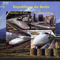 Benin 2011 Japanese High Speed Trains imperf sheetlet containing 4 values unmounted mint. Note this item is privately produced and is offered purely on its thematic appeal