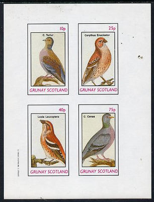 Grunay 1982 Birds #01 (Dove, Crossbill, etc) imperf set of 4 values (10p to 75p) unmounted mint