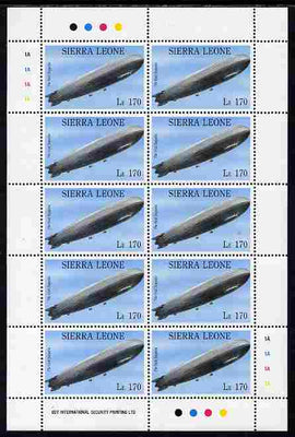 Sierra Leone 1992 Anniversaries & Events - Graf Zeppelin 170L in complete perf sheetlet of 10 unmounted mint SG 1945