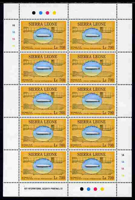 Sierra Leone 1992 Anniversaries & Events - Graf Zeppelin 700L in complete perf sheetlet of 10 unmounted mint SG 1953