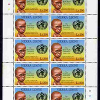 Sierra Leone 1992 Anniversaries & Events - World Health Organisation 200L in complete perf sheetlet of 10 unmounted mint SG 1946