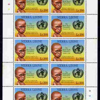 Sierra Leone 1992 Anniversaries & Events - World Health Organisation 200L in complete perf sheetlet of 10 unmounted mint SG 1946