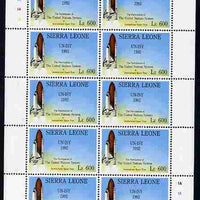 Sierra Leone 1992 Anniversaries & Events - UN International Space Year - Space Shuttle 600L in complete perf sheetlet of 10 unmounted mint SG 1952