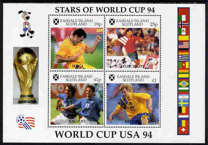 Easdale 1994 Football World Cup - Stars of the World Cup perf sheetlet containing 4 values, unmounted mint