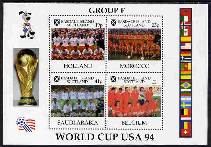 Easdale 1994 Football World Cup - Group F Countries perf sheetlet containing 4 values, unmounted mint