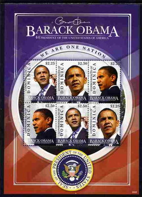 Dominica 2009 Inauguration of Pres Barack Obama perf sheetlet of 6 unmounted mint, SG MS3634