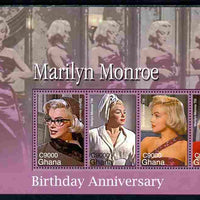 Ghana 2007 80th Birth Anniv of Marilyn Monroe perf sheetlet of 4 unmounted mint, SG 3615a