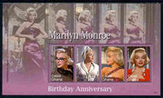 Ghana 2007 80th Birth Anniv of Marilyn Monroe perf sheetlet of 4 unmounted mint, SG 3615a