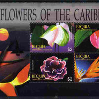 St Vincent - Bequia 2005 Flowers of the Caribbean perf sheetlet of 4 unmounted mint