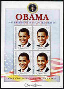 St Vincent - Myreau 2009 Inauguration of Pres Barack Obama perf sheetlet of 4 unmounted mint