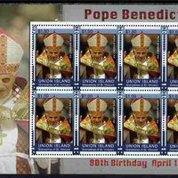 St Vincent - Union Island 2007 80th Birthday of Pope Benedict XVI perf sheetlet of 8 unmounted mint