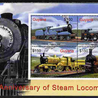 Guyana 2004 Bicentenary of Steam Locomotives perf sheetlet of 4 (Great Northern Railway, Ireland etc) unmounted mint SG MS6486c