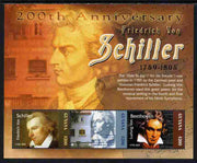 Guyana 2005 Death Bicentenary of Friedrich von Schiller perf sheetlet of 3 unmounted mint SG 6523a