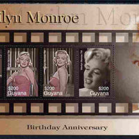 Guyana 2007 80th Birth Anniv of Marilyn Monroe perf sheetlet of 4 unmounted mint SG 6588a