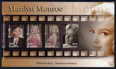 Guyana 2007 80th Birth Anniv of Marilyn Monroe perf sheetlet of 4 unmounted mint SG 6588a