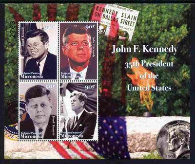Micronesia 2008 John F Kennedy commemoration perf sheetlet of 4 unmounted mint, SG 1487a