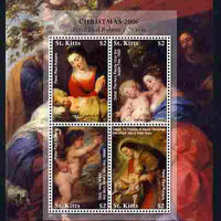 St Kitts 2006 Christmas (paintings by Paul Rubens) perf sheetlet of 4 x $2 unmounted mint, SG 850a