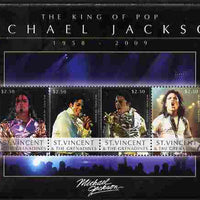 St Vincent 2009 Michael Jackson death commemoration perf sheetlet of 4 x $2.50 unmounted mint